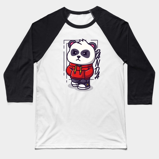 Panda Baseball T-Shirt by haallArt